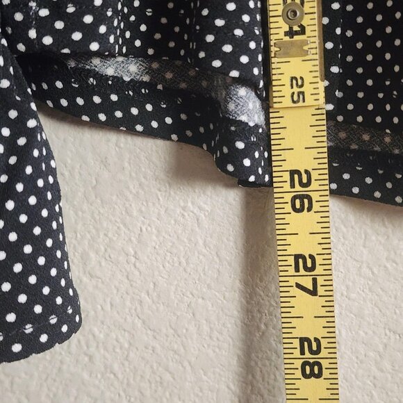 Adrianna Papell Blouse Womens Medium Black White Polka Dot Cold Shoulder Ruffle - Picture 9 of 10